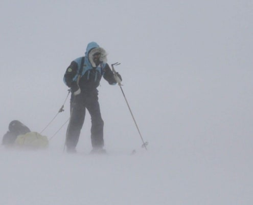 Langlaufen in een whiteout