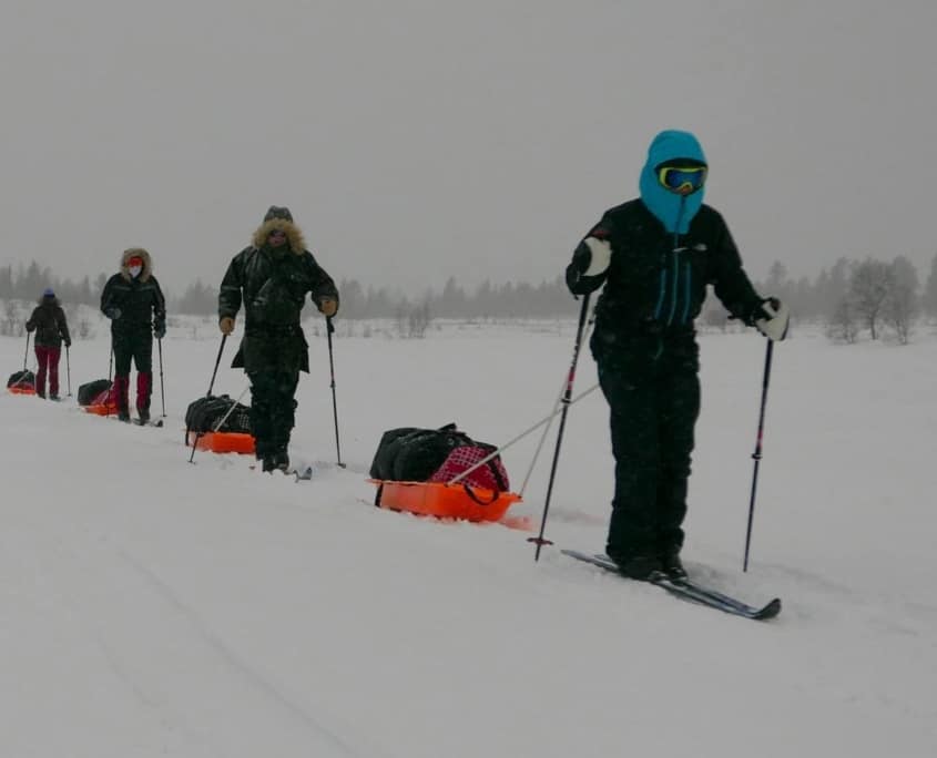 Head protection during Arctic expeditions 2 Trekking on skis through Swedish Lapland