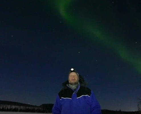 Arjen Treurniet met het noorderlicht in Zweden P1170268 Arjen's experience in Sweden