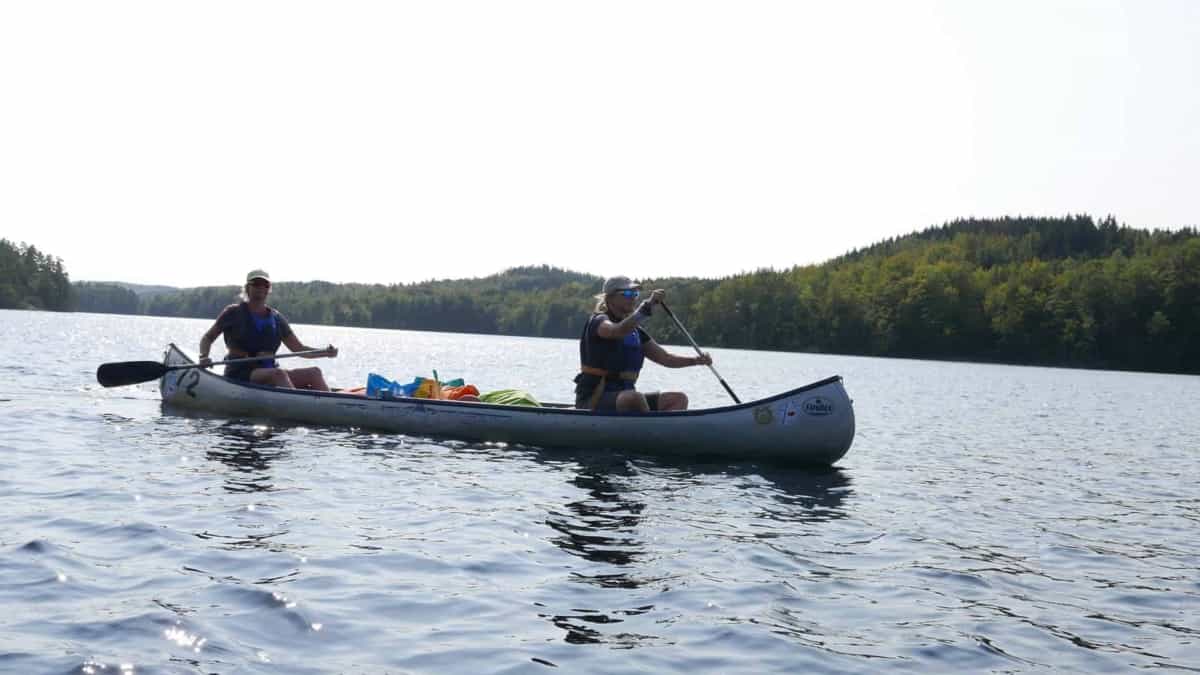 Canoeing in Southern Sweden on a lake