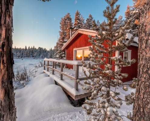 Swedish House in Winter Lapland