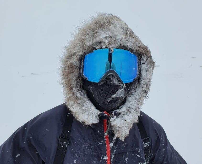 Head protection during Arctic expeditions 3 Alex Hermans in a bivouac forest on the Hardangervidda in Norway