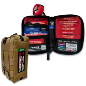 Veiligheids- en EHBO-kit voor outdoor activiteiten.
